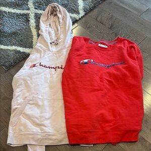 Champion Red and Cream Hoodies